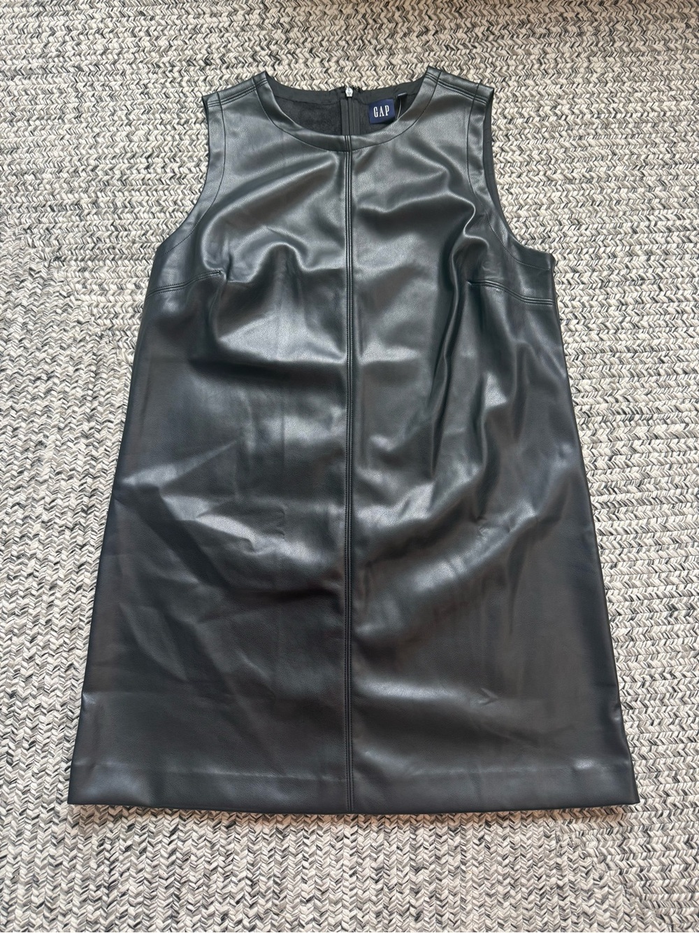 GAP Black Faux Leather Sleeveless Mini Dress